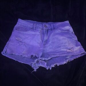 Women's Distressed Purple Jean Shorts